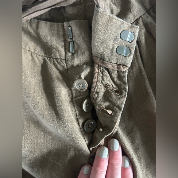 FREE PEOPLE Brown Linen Drawstring Cropped Trousers Boho Office Travel Work Sz 2 - Picture 6 of 10